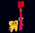 Dibujo Muela y cepillo de dientes pintado por SARA3