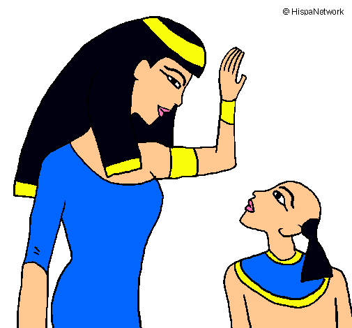 Dibujo Madre e hijo egipcios pintado por amorcitos