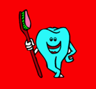 Dibujo Muela y cepillo de dientes pintado por ppppppppp