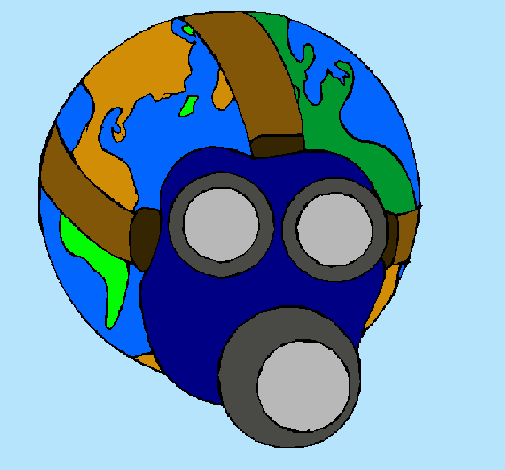 Dibujo Tierra con máscara de gas pintado por jazmille