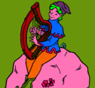 Dibujo Duende tocando el arpa pintado por NATIBO