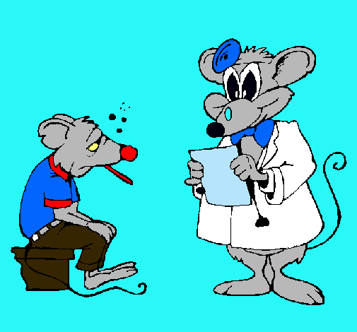 Doctor y paciente ratón