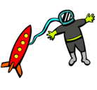 Dibujo Cohete y astronauta pintado por mariluz