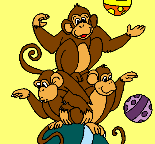 Dibujo Monos haciendo malabares pintado por fany