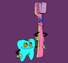 Dibujo Muela y cepillo de dientes pintado por jerry