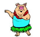 Dibujo Cerdo hawaiano pintado por gryu
