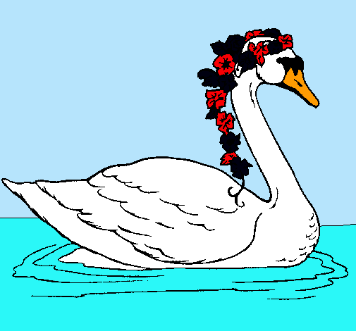 Cisne con flores