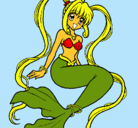 Dibujo Sirena con perlas pintado por betriz