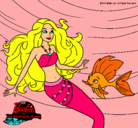 Dibujo Barbie sirena con su amiga pez pintado por Daniela08