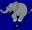 Dibujo Elefante encima de una pelota pintado por elefante