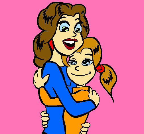 Dibujo Madre e hija abrazadas pintado por mely_teamo