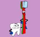 Dibujo Muela y cepillo de dientes pintado por pilarfio
