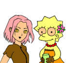 Dibujo Sakura y Lisa pintado por adita