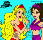 Dibujo Barbie se despiede de la reina sirena pintado por amalia