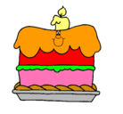 Dibujo Pastel de cumpleaños pintado por torta