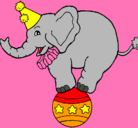 Dibujo Elefante encima de una pelota pintado por elefante