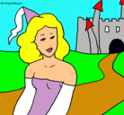 Dibujo Princesa y castillo pintado por gatitobombom