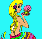 Dibujo Sirena y perla pintado por wanda