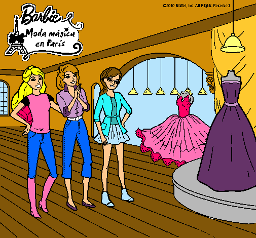 Barbie mirando vestidos