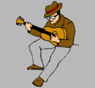 Dibujo Guitarrista con sombrero pintado por dilley