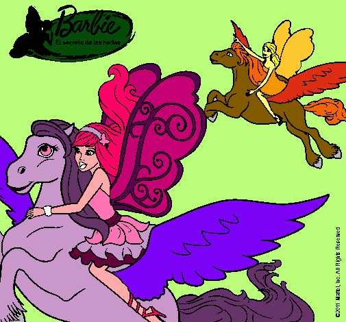 Dibujo Hadas con sus caballos mágicos pintado por topegotica
