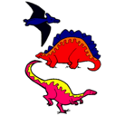 Dibujo Tres clases de dinosaurios pintado por bjgnbnbnbnbn