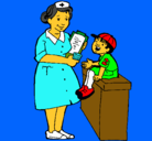 Dibujo Enfermera y niño pintado por patica