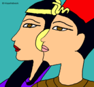 Dibujo Ramsés y Nefertiti pintado por faxonita