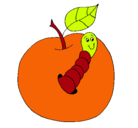 Dibujo Manzana con gusano pintado por alis_12