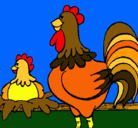 Dibujo Gallo y gallina pintado por lourdesjr