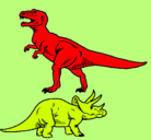 Dibujo Triceratops y tiranosaurios rex pintado por armandito
