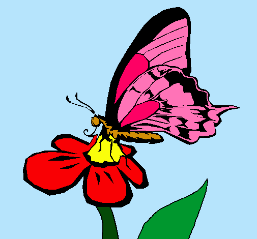 Dibujo Mariposa en una flor pintado por TaniaAlejandraa