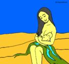 Dibujo Madre con su bebe pintado por chantarel