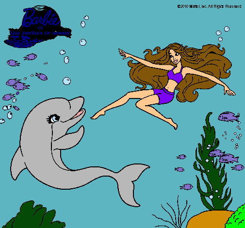 Dibujo Barbie jugando con un delfín pintado por StarClaudia