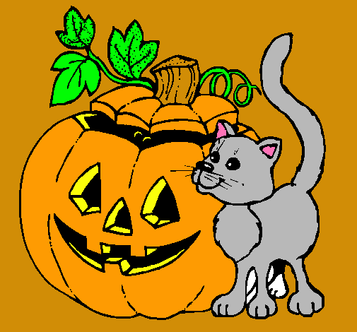 Calabaza y gato