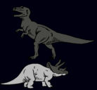 Dibujo Triceratops y tiranosaurios rex pintado por allenzuriel
