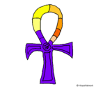 Dibujo Ankh pintado por baston