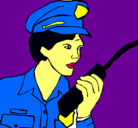 Dibujo Policía con el walkie pintado por deluna 