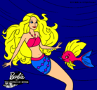 Dibujo Barbie sirena con su amiga pez pintado por adas