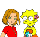 Dibujo Sakura y Lisa pintado por Pulguita