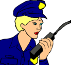 Dibujo Policía con el walkie pintado por oficial 