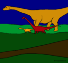Dibujo Familia de Braquiosaurios pintado por ANNDAVEDU