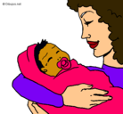 Dibujo Madre con su bebe II pintado por juliana