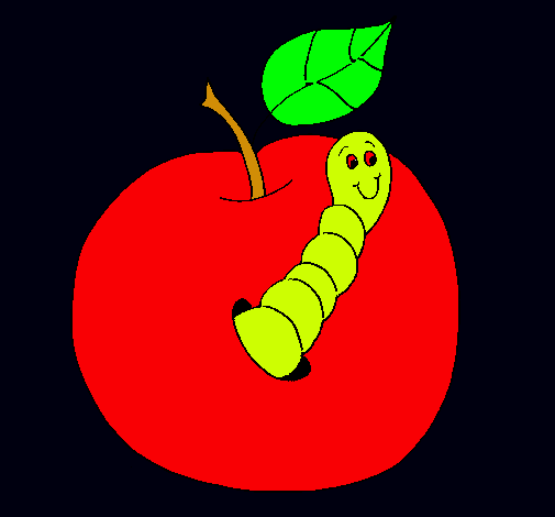 Manzana con gusano