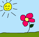 Dibujo Sol y flor 2 pintado por wawis11