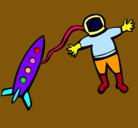 Dibujo Cohete y astronauta pintado por olgaisla
