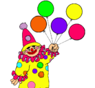 Dibujo Payaso con globos pintado por yoooo
