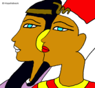 Dibujo Ramsés y Nefertiti pintado por viiiiiiccccc