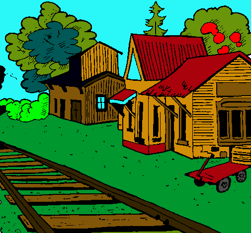 Dibujo Estación de tren pintado por Daniela08