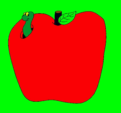 Dibujo Gusano en la fruta pintado por kary7